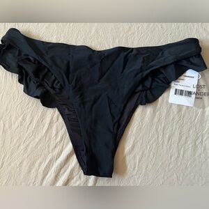 Lost + Wander Black Ruffle Beach Tide Bikini Bottom Size L NWT